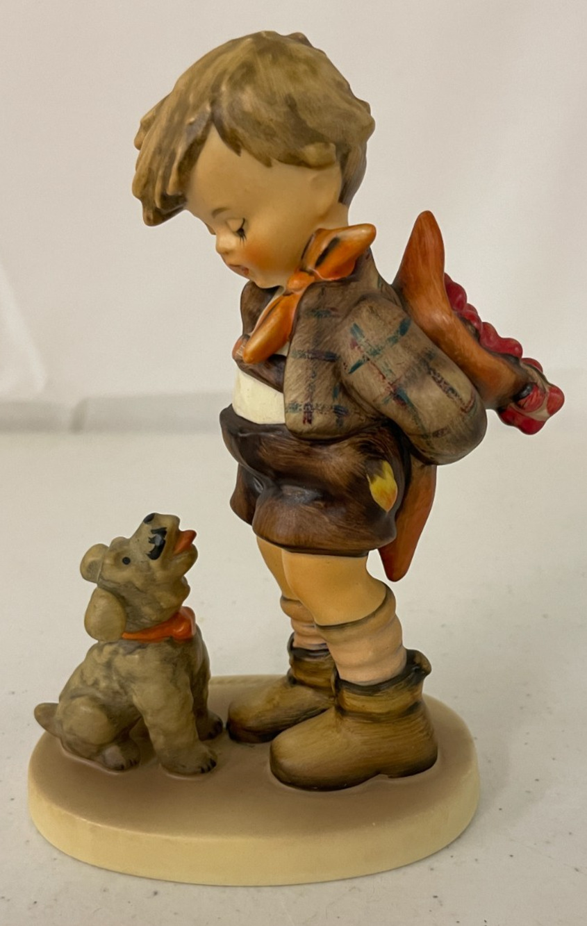 Goebel M.I. Hummel Not For You Porcelain Figurine #317 Boy Flowers Dog Vintage